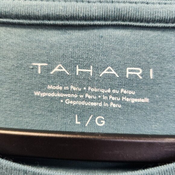 Tahari Long Sleeve Crew Neck Tee L/G Pima Cotton Modal Blend Blue 2257 - Picture 3 of 7